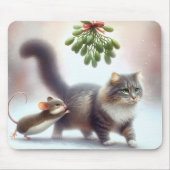 Tabby kat en muis onder een maretak muismat (Voorkant)