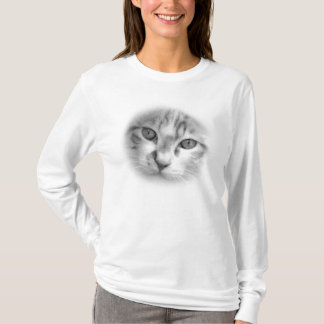 Tabby Kat Gezicht Zwart en Wit T-shirt