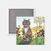 Tabby Kat Herfst Landschap Verlaat Creationarts Magneet (Voorkant / Achterkant)