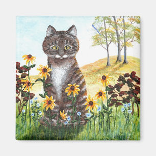 Tabby Kat Herfst Landschap Verlaat Creationarts Magneet