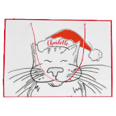 Tabby kat in Santa hoed Kerstmis Groot Cadeauzakje (Achterkant)