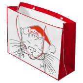 Tabby kat in Santa hoed Kerstmis Groot Cadeauzakje (Achterkant Gekanteld)