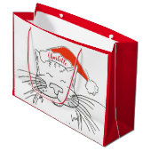 Tabby kat in Santa hoed Kerstmis Groot Cadeauzakje (Voorkant Gekanteld)