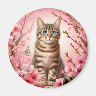 Tabby Kat Japanse Kersenbloesem Bloem Kitten Magneet