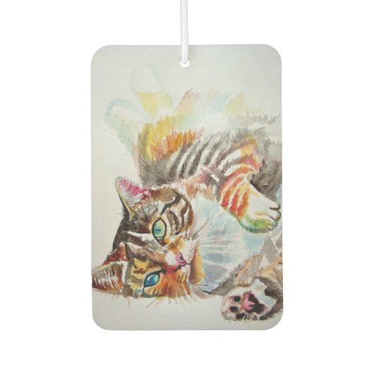 Tabby Kat katten huisdier kunst Aquarel Dames  Luchtverfrisser (Voorkant)