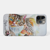 Tabby Kat katten huisdier kunst Aquarel Dames Port Case-Mate iPhone Case (Achterkant (horizontaal))
