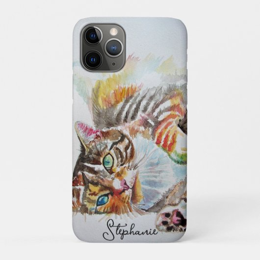 Tabby Kat katten huisdier kunst Aquarel Dames Port Case-Mate iPhone Case (Achterkant)