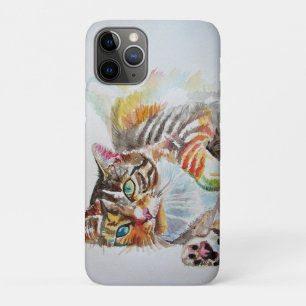 Tabby Kat katten huisdier kunst Aquarel Dames Port Case-Mate iPhone Case