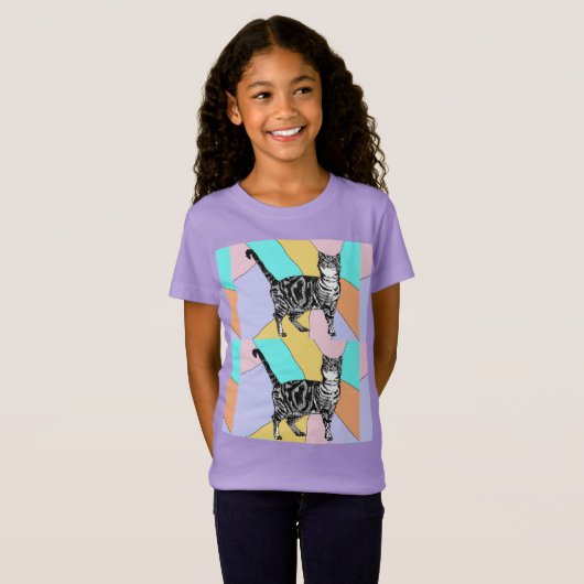 Tabby Kat katten schattige gestreepte huisdieren T T-shirt (Voorkant volledig)