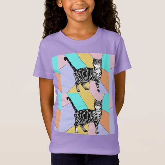Tabby Kat katten schattige gestreepte huisdieren T T-shirt (Voorkant)