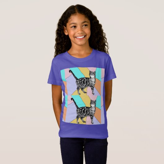 Tabby Kat katten schattige gestreepte huisdieren T T-shirt (Voorkant volledig)