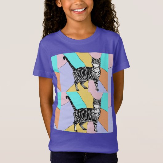 Tabby Kat katten schattige gestreepte huisdieren T T-shirt (Voorkant)