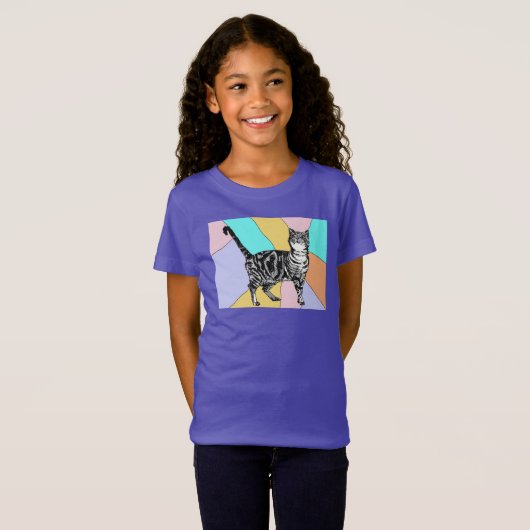 Tabby Kat katten schattige gestreepte huisdieren T T-shirt (Voorkant volledig)