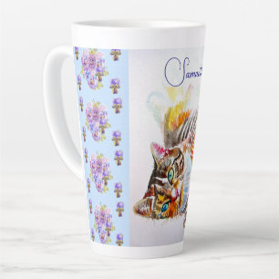 Tabby Kat Katten Waterverf Vrouwennaam Latte Mok
