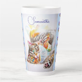 Tabby Kat Katten Waterverf Vrouwennaam Latte Mok (Voorkant)