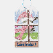 Tabby kat kijken uit het raam vakantie cadeau labe cadeaulabel (Voorkant)