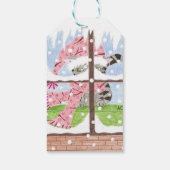 Tabby kat kijken uit het raam vakantie cadeau labe cadeaulabel (Achterkant)