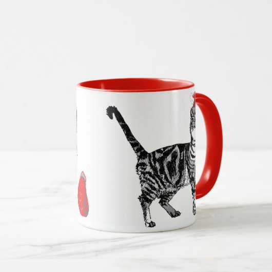 Tabby Kat Merry Catsmus Rode Kerstmok Mok (Voorkant rechts)