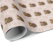  TABBY KAT MET ROZE FILIGREE CADEAUPAPIER (Rol Hoek)