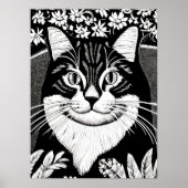 Tabby kat omringd met bloemen poster (Voorkant)