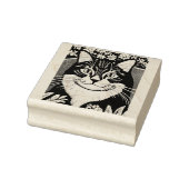 Tabby kat omringd met bloemen rubberstempel (Stempel)