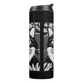 Tabby kat omringd met bloemen thermosbeker (Gedraaid links)