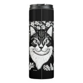 Tabby kat omringd met bloemen thermosbeker (Achterkant)