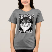 Tabby kat omringd met bloemen Tri-Blend shirt (Voorkant)