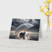 Tabby kat onder paraplu kaart (Gele Bloem)