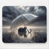 Tabby kat onder paraplu muismat (Voorkant)
