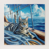 Tabby kat op bootkabels legpuzzel (Verticaal)