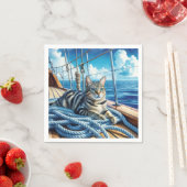 Tabby kat op bootkabels servet (Insitu)