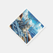 Tabby kat op bootkabels servet (Hoek)