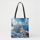 Tabby kat op bootkabels tote bag (Voorkant)