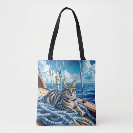 Tabby kat op bootkabels tote bag (Voorkant)