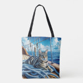 Tabby kat op bootkabels tote bag (Achterkant)