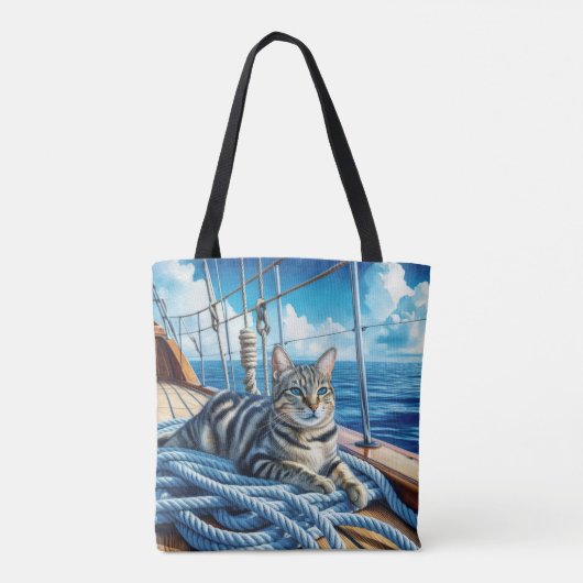 Tabby kat op bootkabels tote bag (Achterkant)