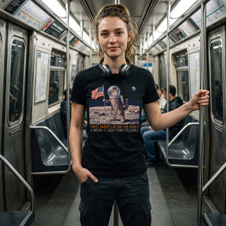 Tabby Kat op de Maan Astronaut Grappig Retro T-Shi T-shirt