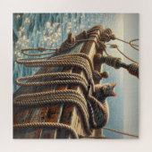 Tabby kat op nautische touwen legpuzzel (Horizontaal)