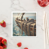 Tabby kat op nautische touwen servet (Insitu)