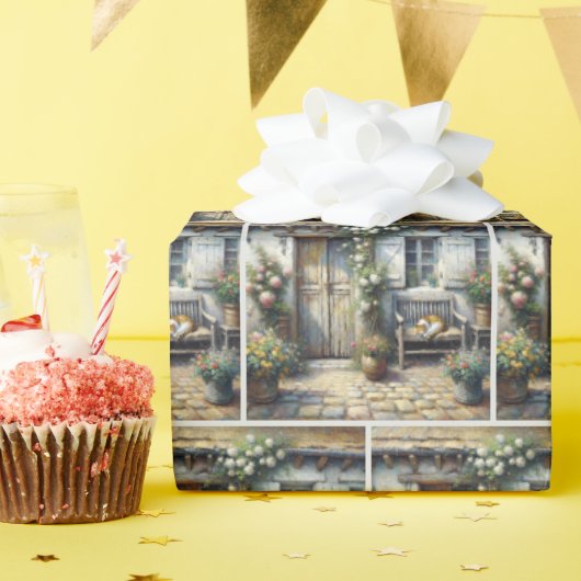 Tabby kat op oude bank cadeaupapier (Verjaardagsfeest)