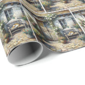 Tabby kat op oude bank cadeaupapier (Rol Hoek)