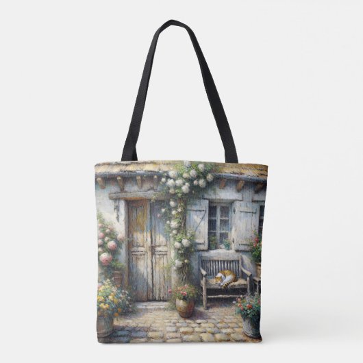 Tabby kat op oude bank tote bag (Achterkant)