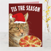 TABBY KAT PIZZA KERST GROTE KAARTEN (Gele Bloem)