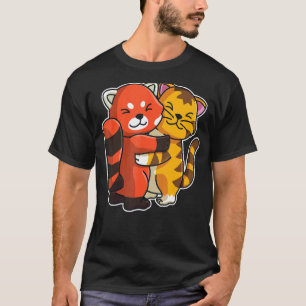 Tabby Kat & Rode Panda Schattig Dier Voor Vrouwen T-shirt