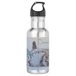 Tabby Kat Schattig Aqua Spelen Vrouwen Meisjes Waterfles