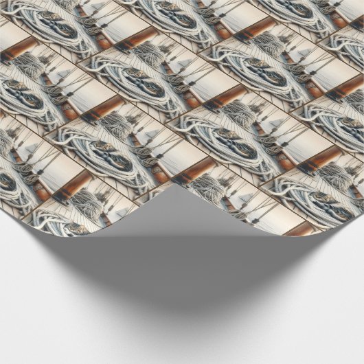 Tabby Kat Slapen Op Boot Touwen Cadeaupapier (Hoek)