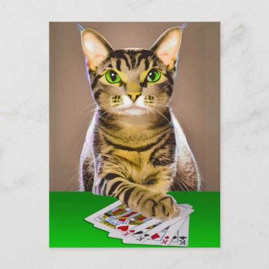 Tabby Kat Spelen Poker Briefkaart (Voorkant)