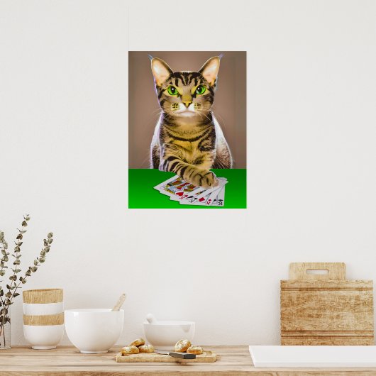 Tabby Kat Spelen Poker Poster (Keuken)