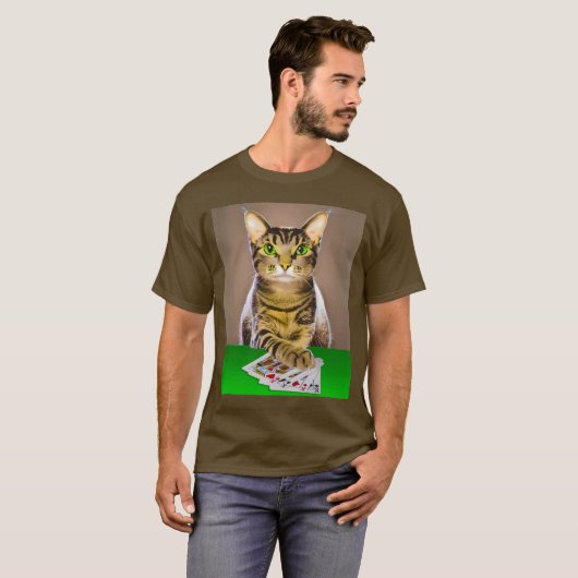 Tabby Kat Spelen Poker T-shirt (Voorkant volledig)